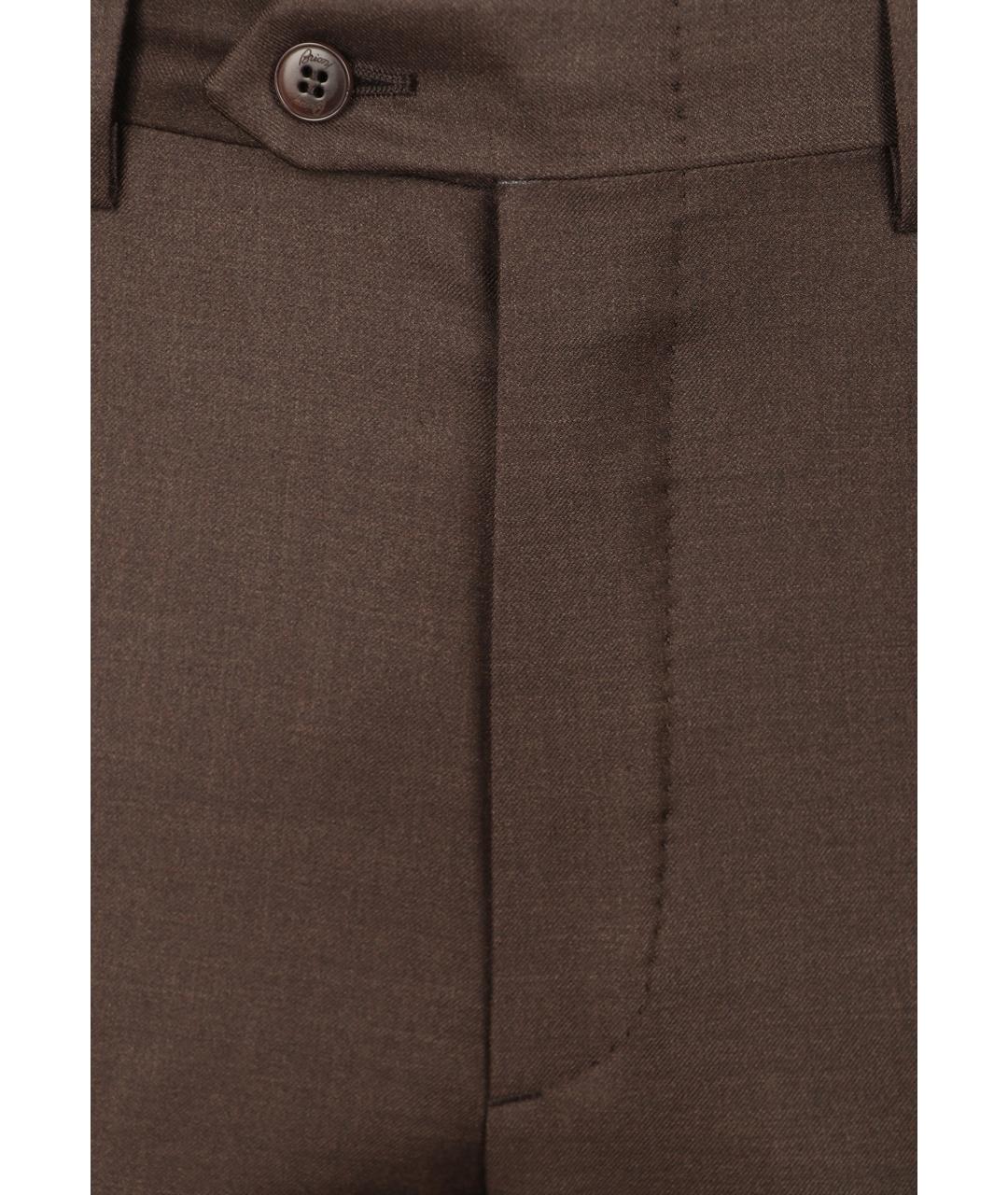 BRIONI Коричневые шерстяные классические брюки, фото 4