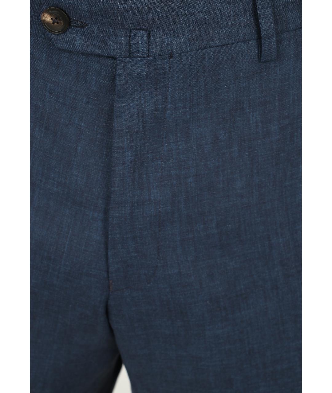 EMPORIO ARMANI Синие льняные повседневные брюки, фото 4