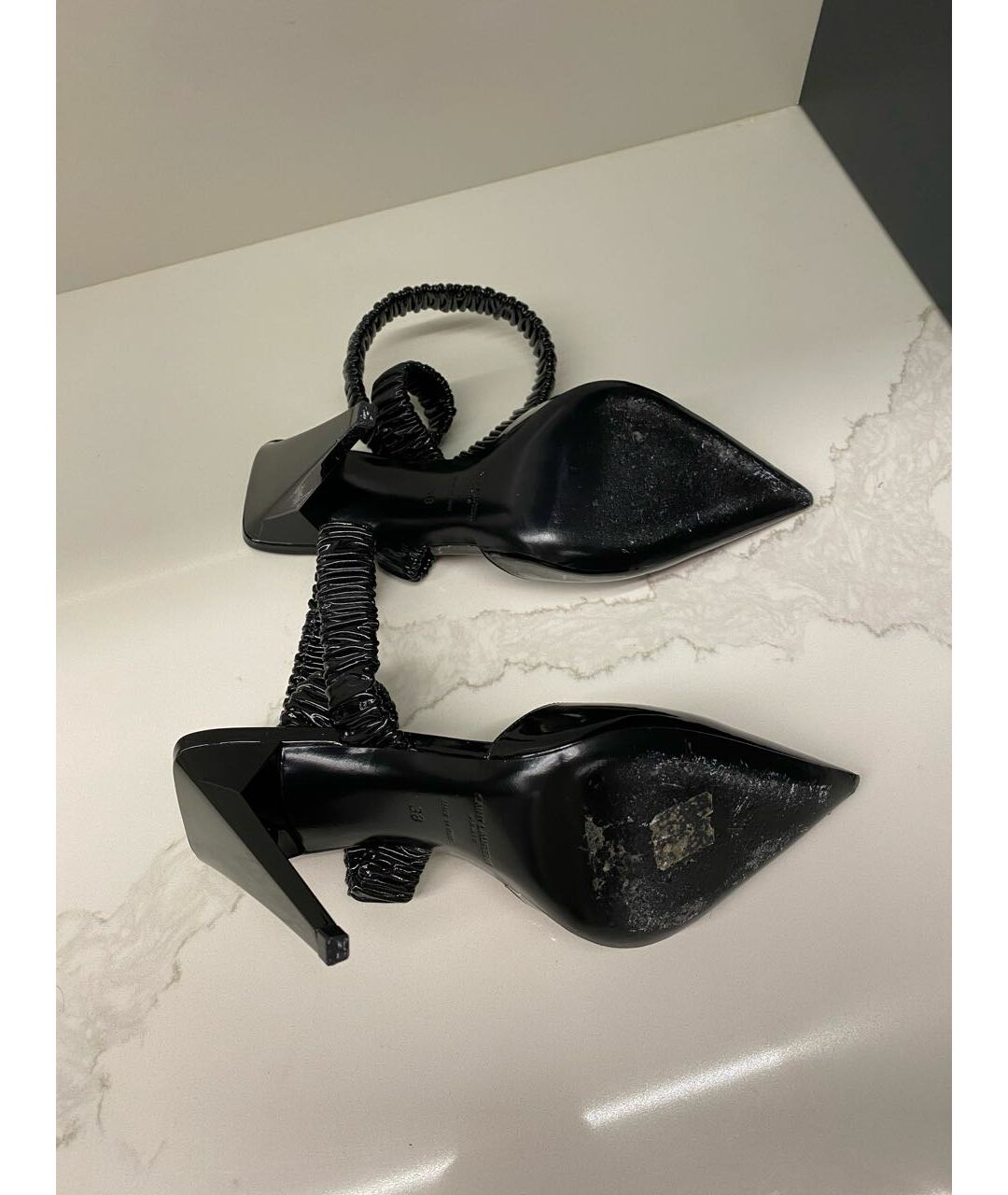 SAINT LAURENT Черные туфли из лакированной кожи, фото 5