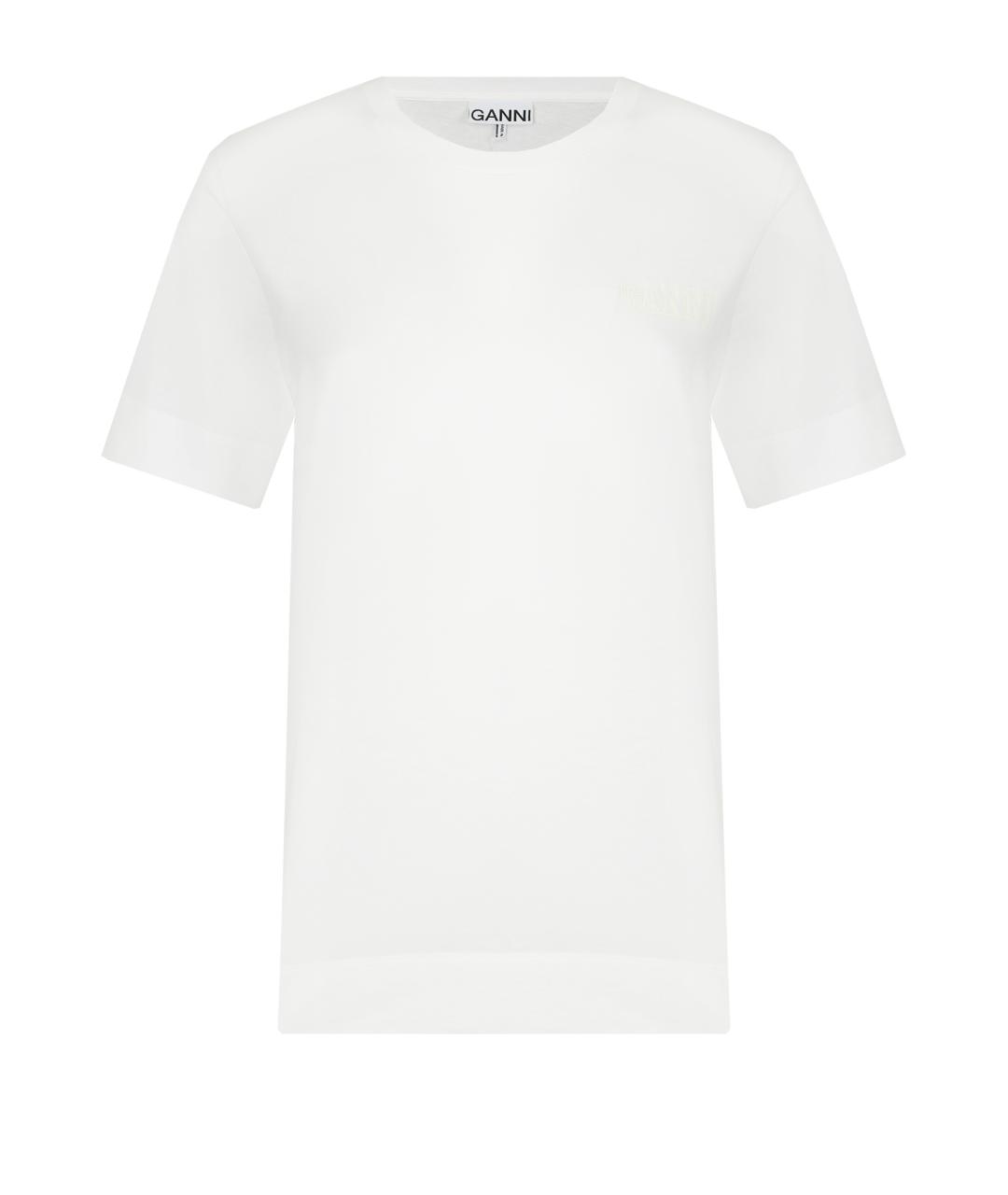 GANNI Белая хлопковая футболка, фото 1