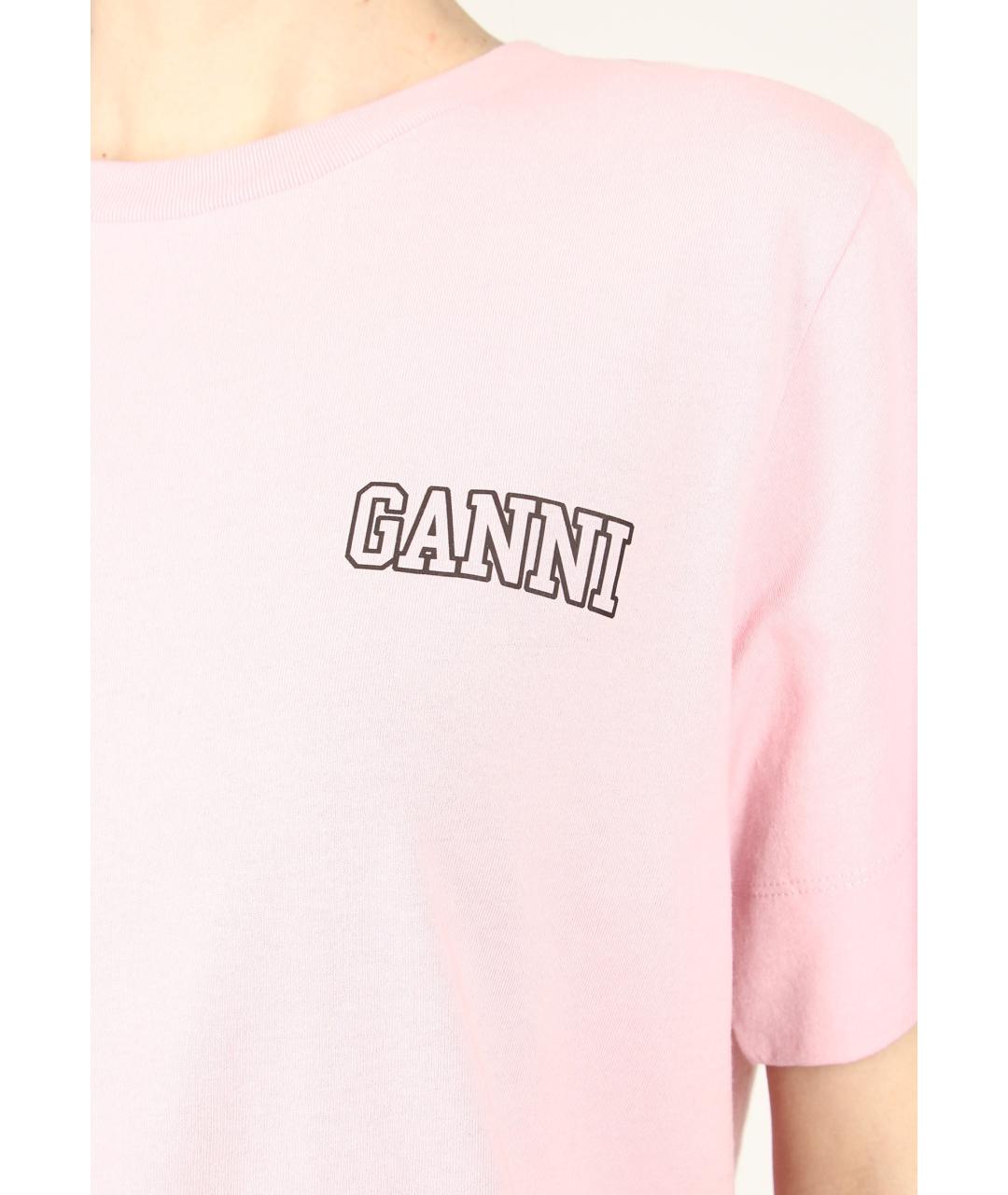 GANNI Фиолетовая хлопковая футболка, фото 4