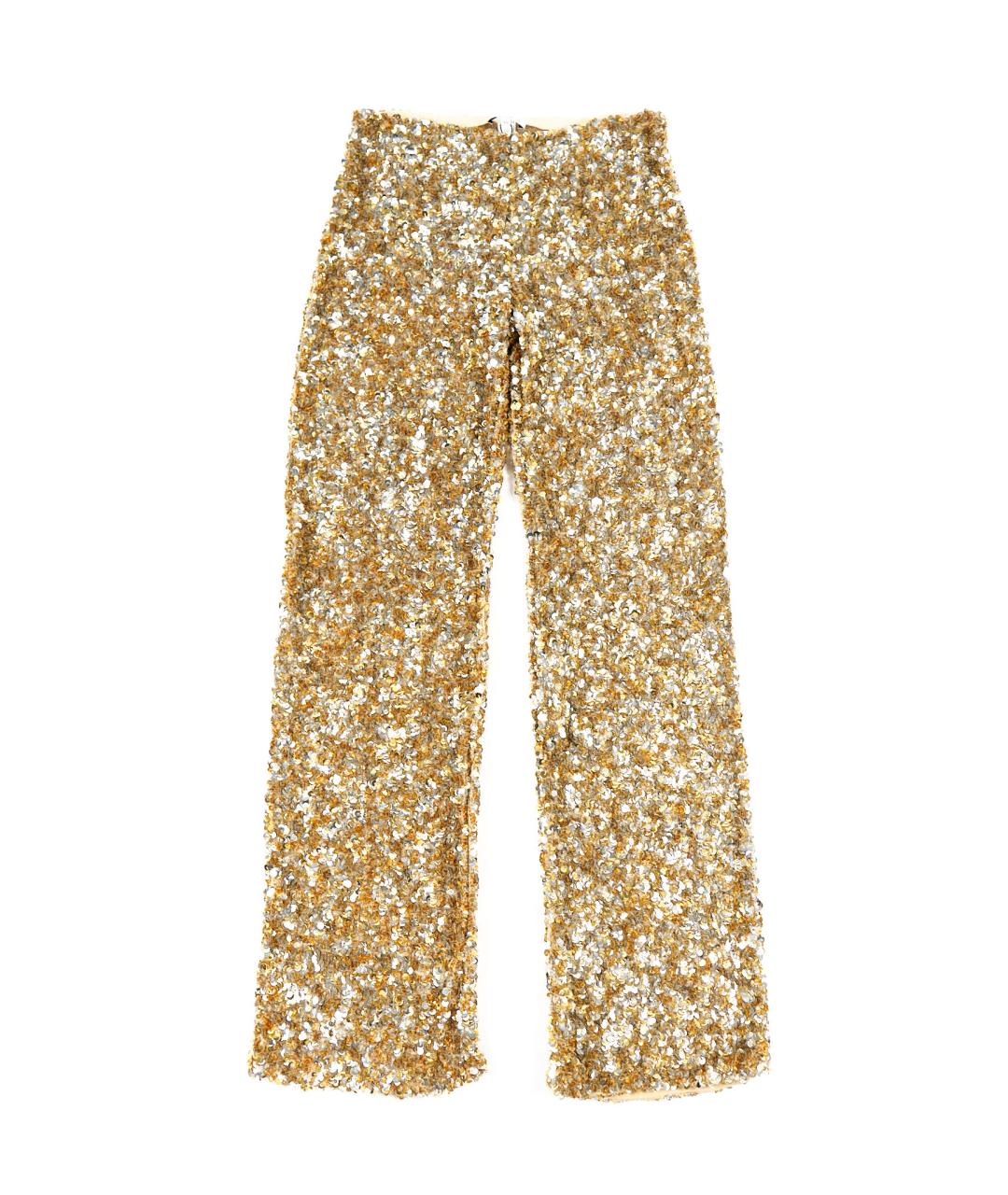 LA PERLA Золотые шелковые брюки широкие, фото 1