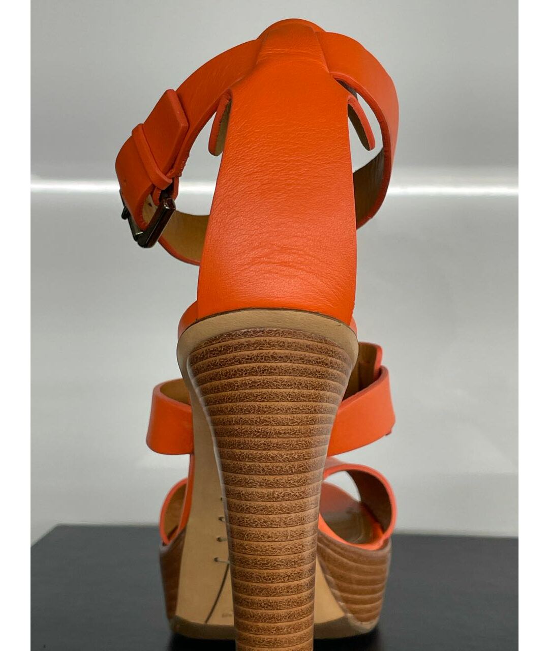 RALPH LAUREN COLLECTION Оранжевое кожаные босоножки, фото 4
