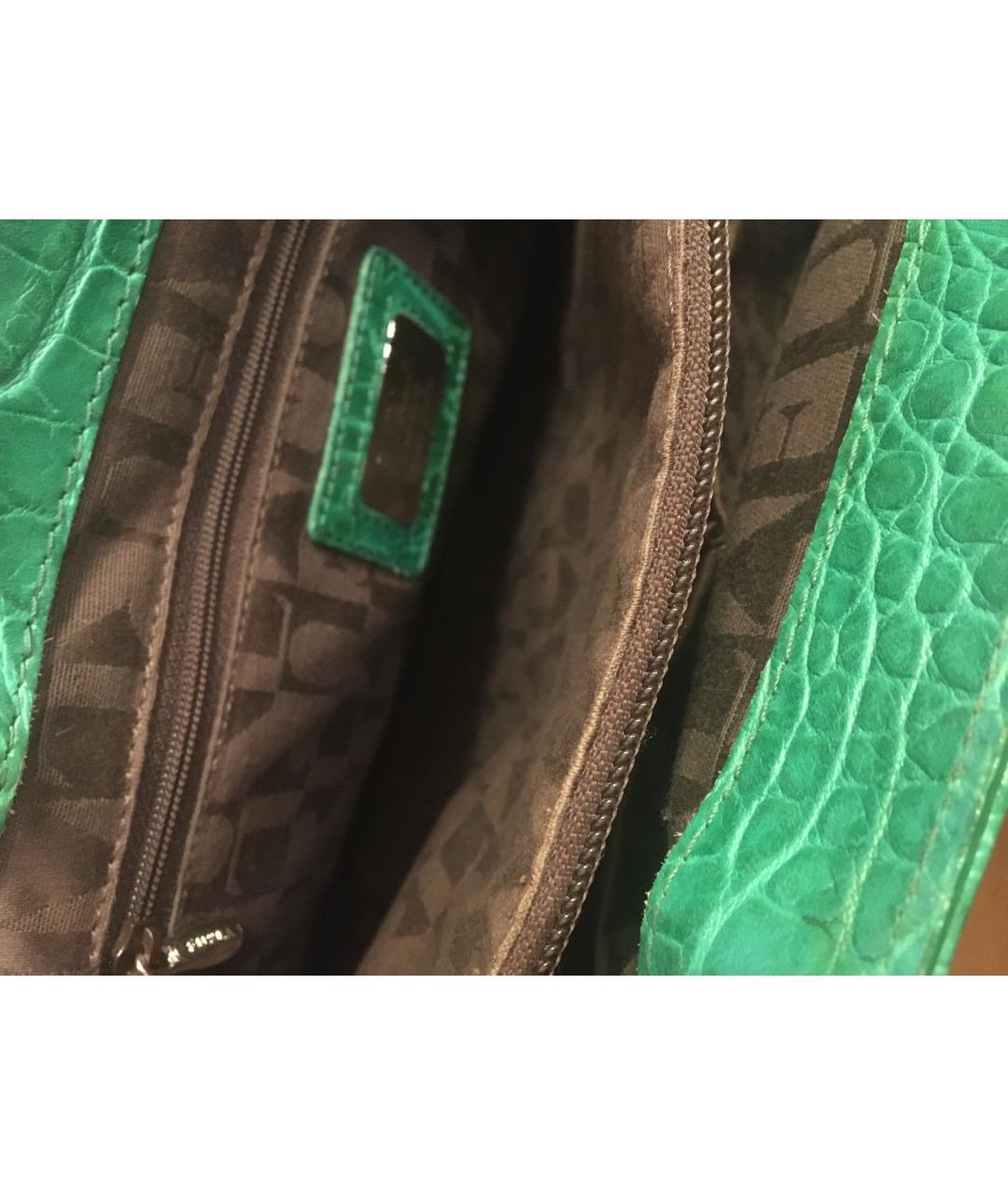 FURLA Зеленая кожаная сумка с короткими ручками, фото 4