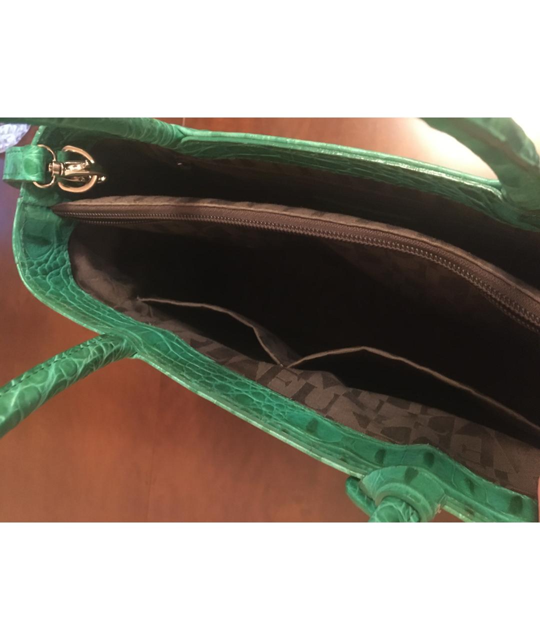 FURLA Зеленая кожаная сумка с короткими ручками, фото 7