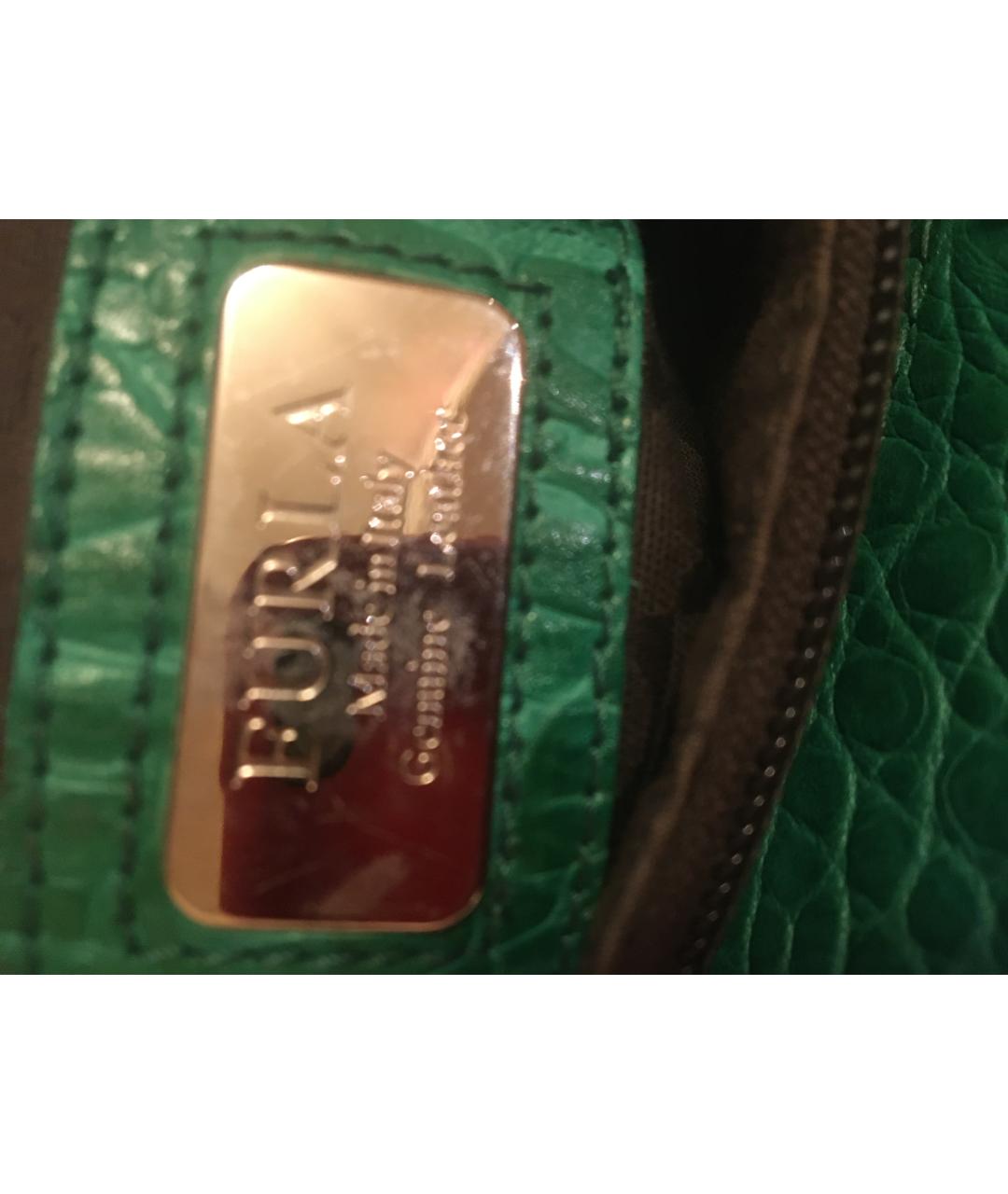 FURLA Зеленая кожаная сумка с короткими ручками, фото 5