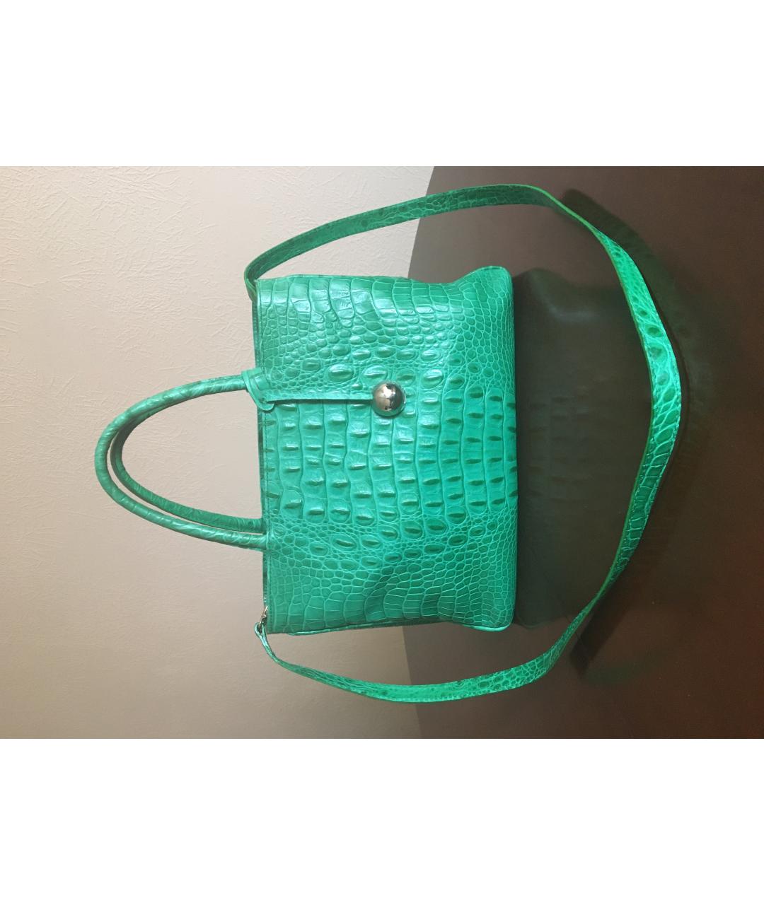 FURLA Зеленая кожаная сумка с короткими ручками, фото 10