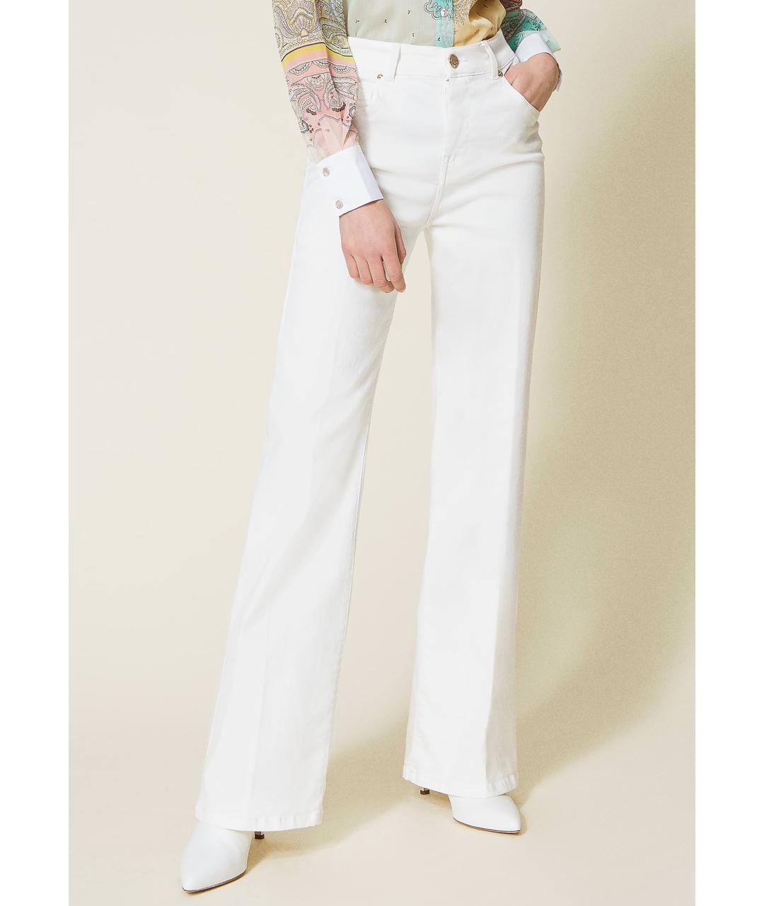 TWIN-SET Белые хлопковые прямые джинсы, фото 5