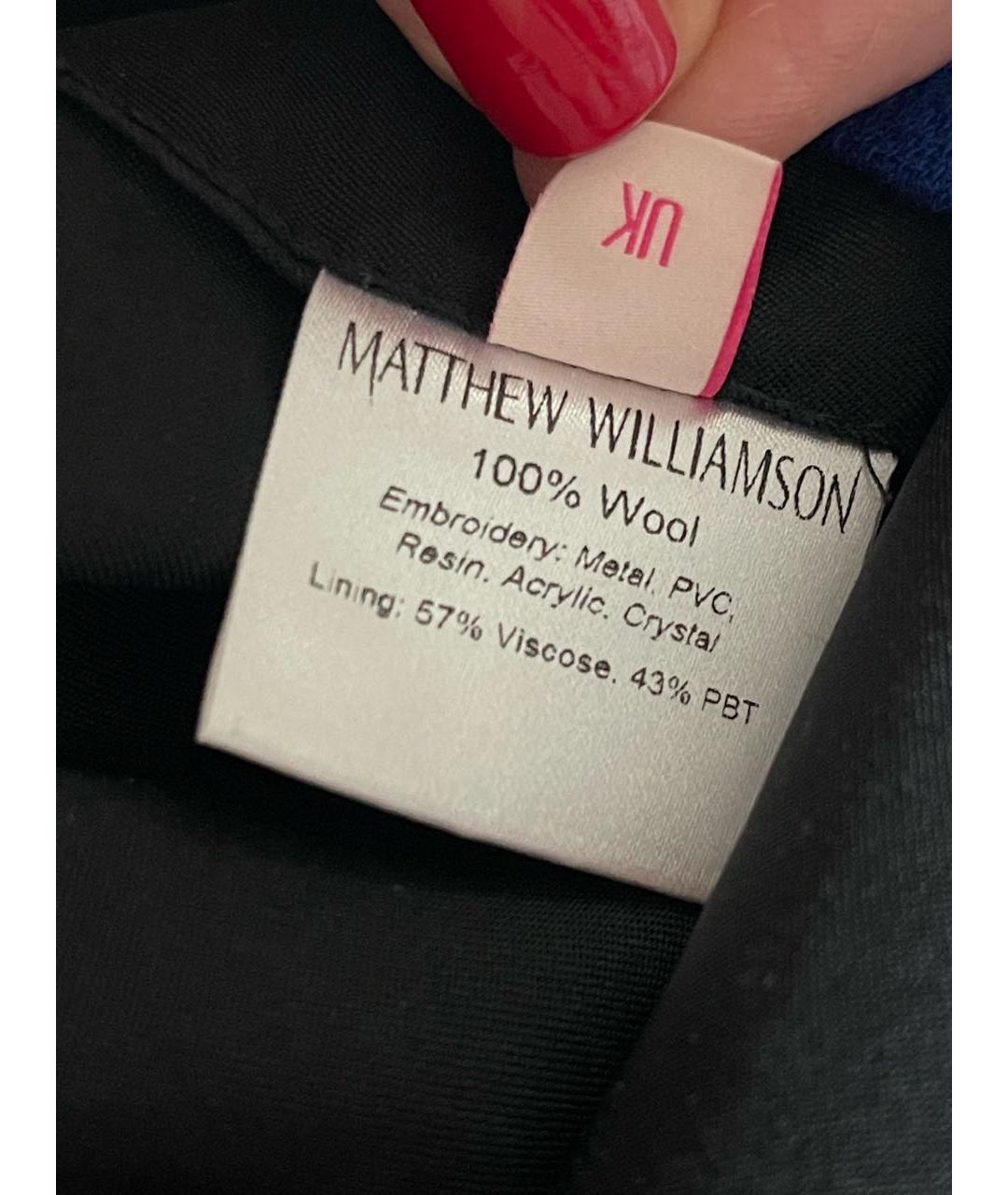MATTHEW WILLIAMSON Синее шерстяное коктейльное платье, фото 5