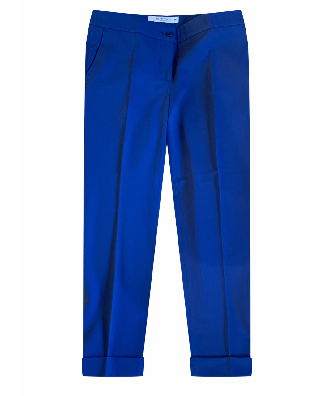 ETRO Синие шерстяные прямые брюки, фото 1