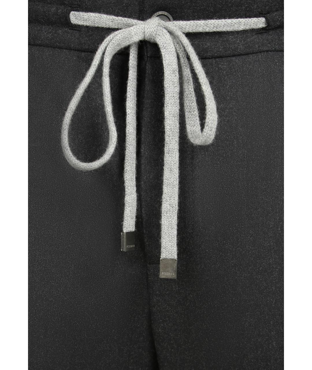 PESERICO Черные шерстяные повседневные брюки, фото 4