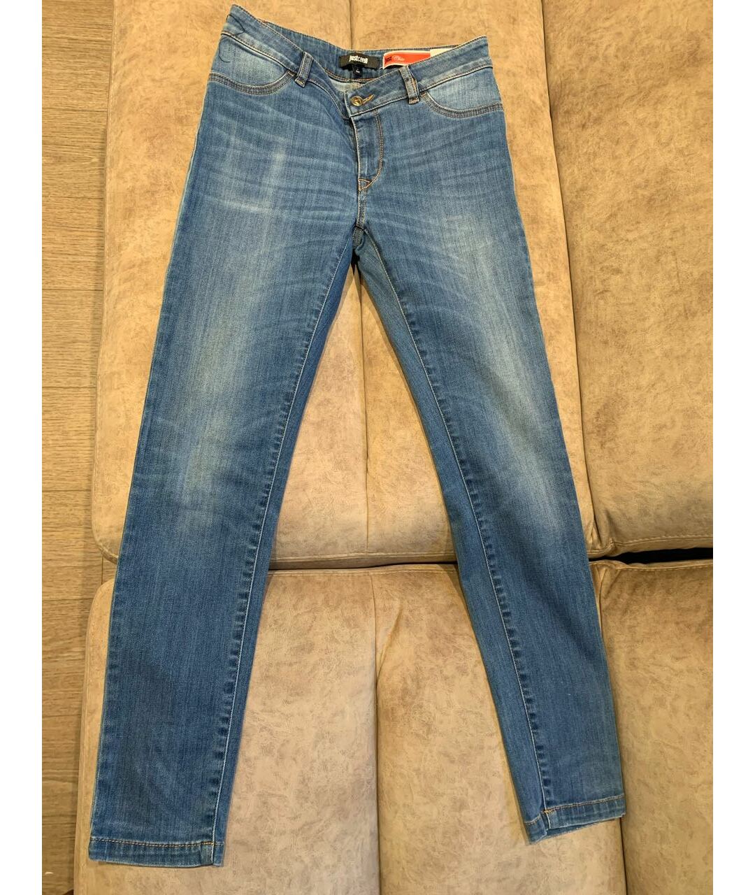JUST CAVALLI Синие хлопко-эластановые джинсы слим, фото 6