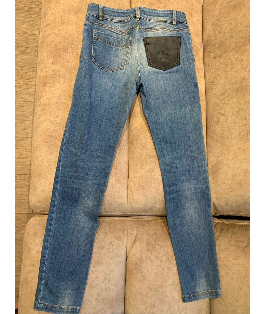 JUST CAVALLI Синие хлопко-эластановые джинсы слим, фото 2