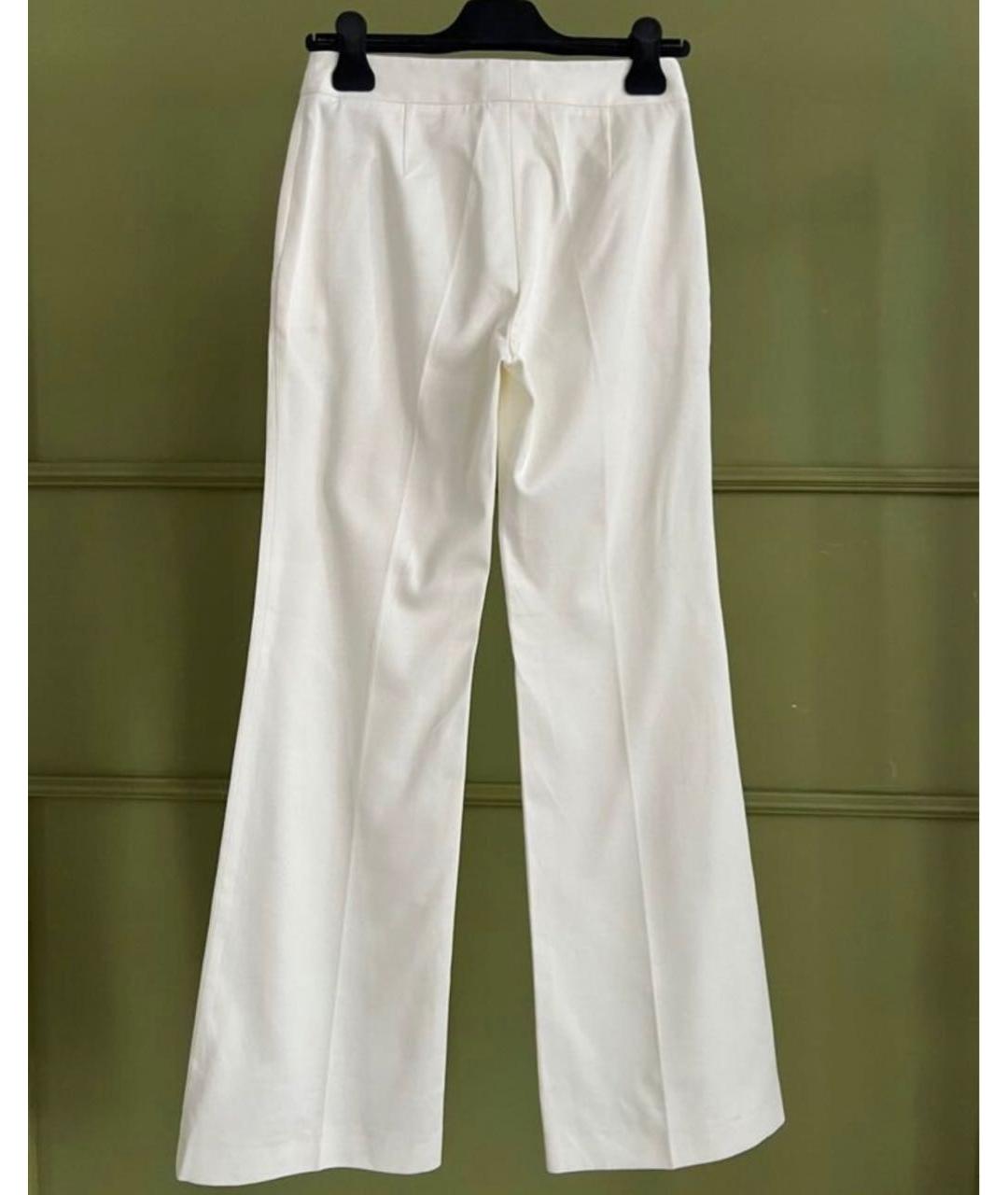 CHRISTIAN DIOR Белые хлопко-эластановые брюки широкие, фото 3