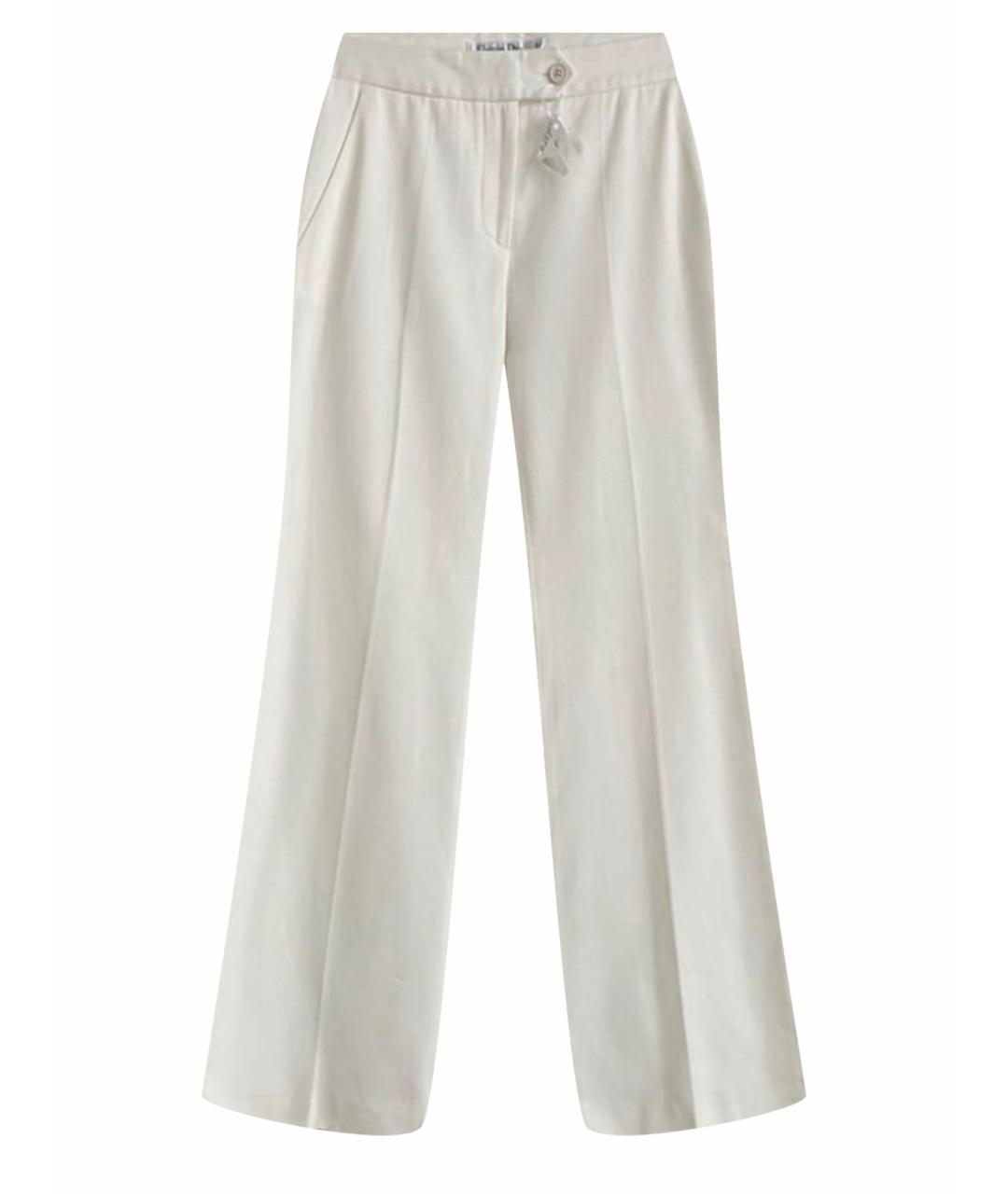 CHRISTIAN DIOR Белые хлопко-эластановые брюки широкие, фото 1
