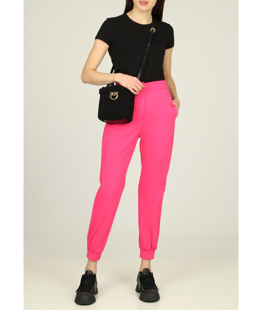 PINKO Розовые вискозные прямые брюки, фото 2