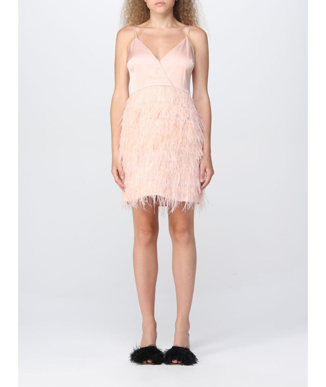 TWIN-SET Розовое вискозное коктейльное платье, фото 6