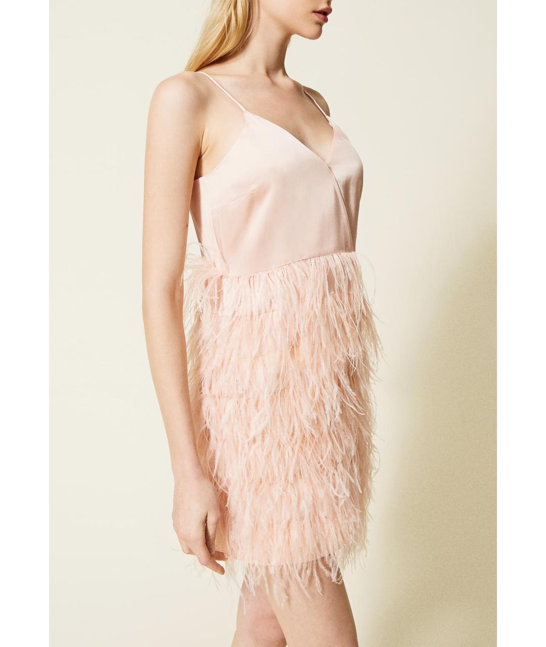 TWIN-SET Розовое вискозное коктейльное платье, фото 2