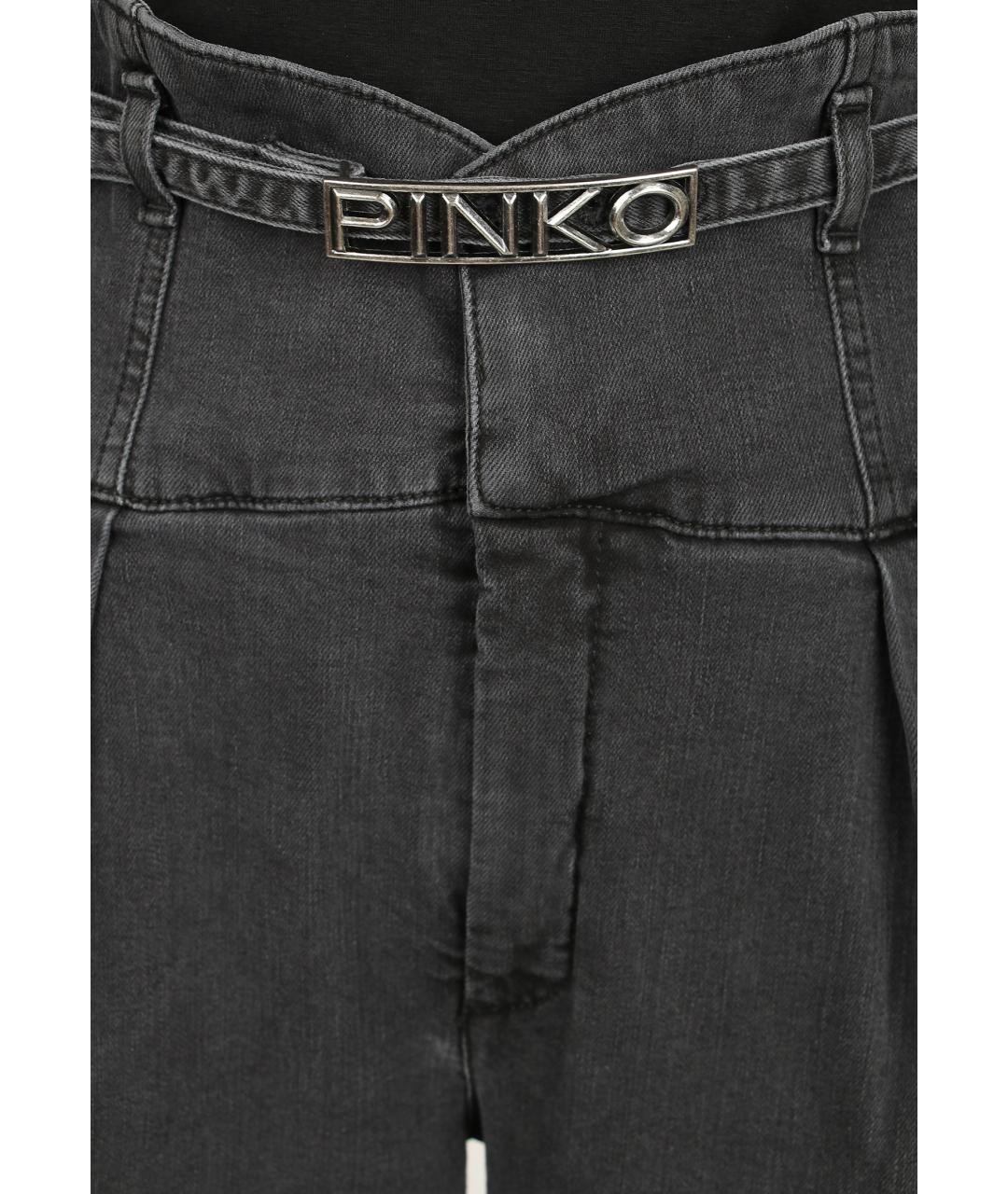 PINKO Серые хлопковые прямые джинсы, фото 4