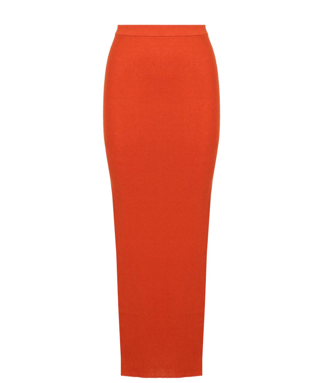 RICK OWENS Оранжевая кашемировая юбка миди, фото 1