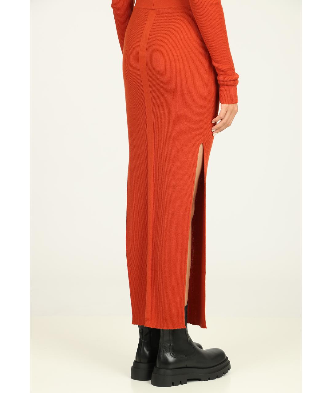 RICK OWENS Оранжевая кашемировая юбка миди, фото 4