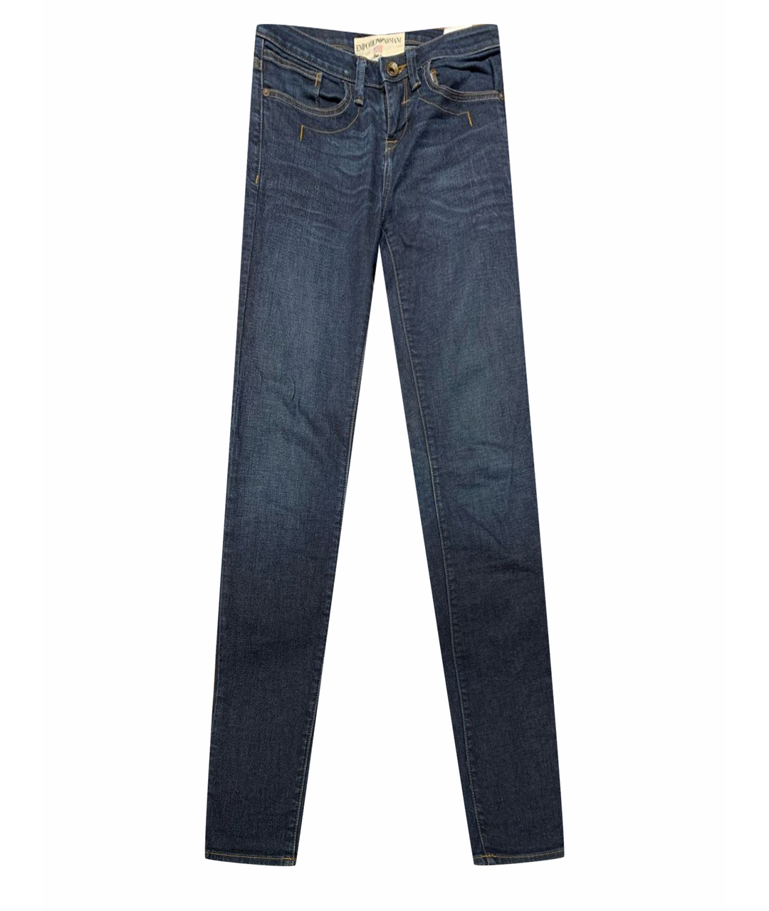 EMPORIO ARMANI Синие хлопко-эластановые прямые джинсы, фото 1