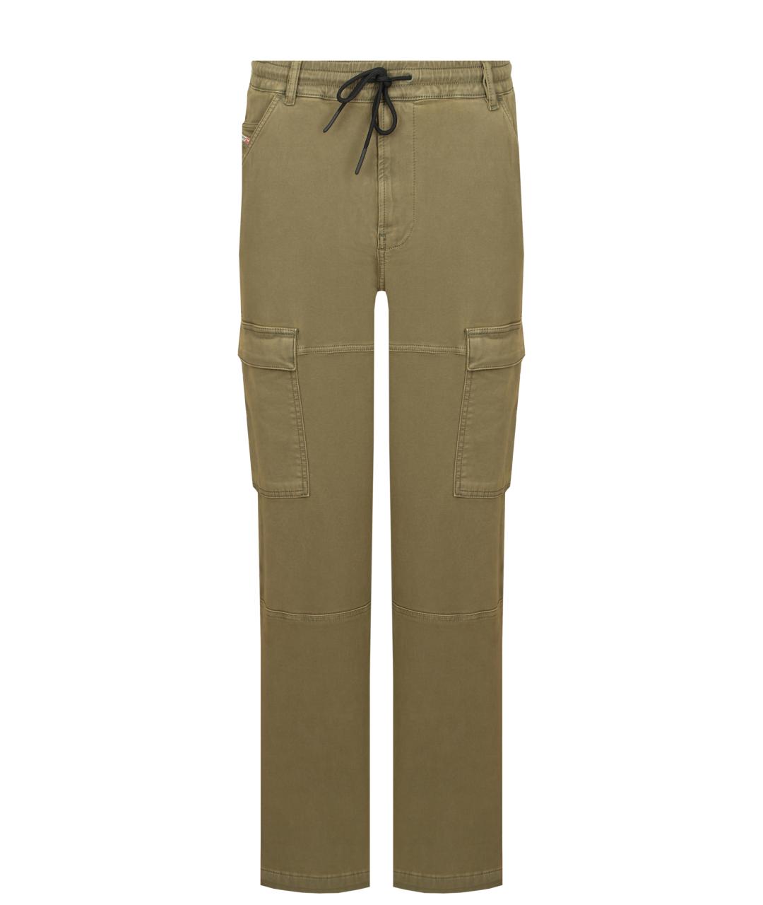 DIESEL Зеленые хлопковые повседневные брюки, фото 1