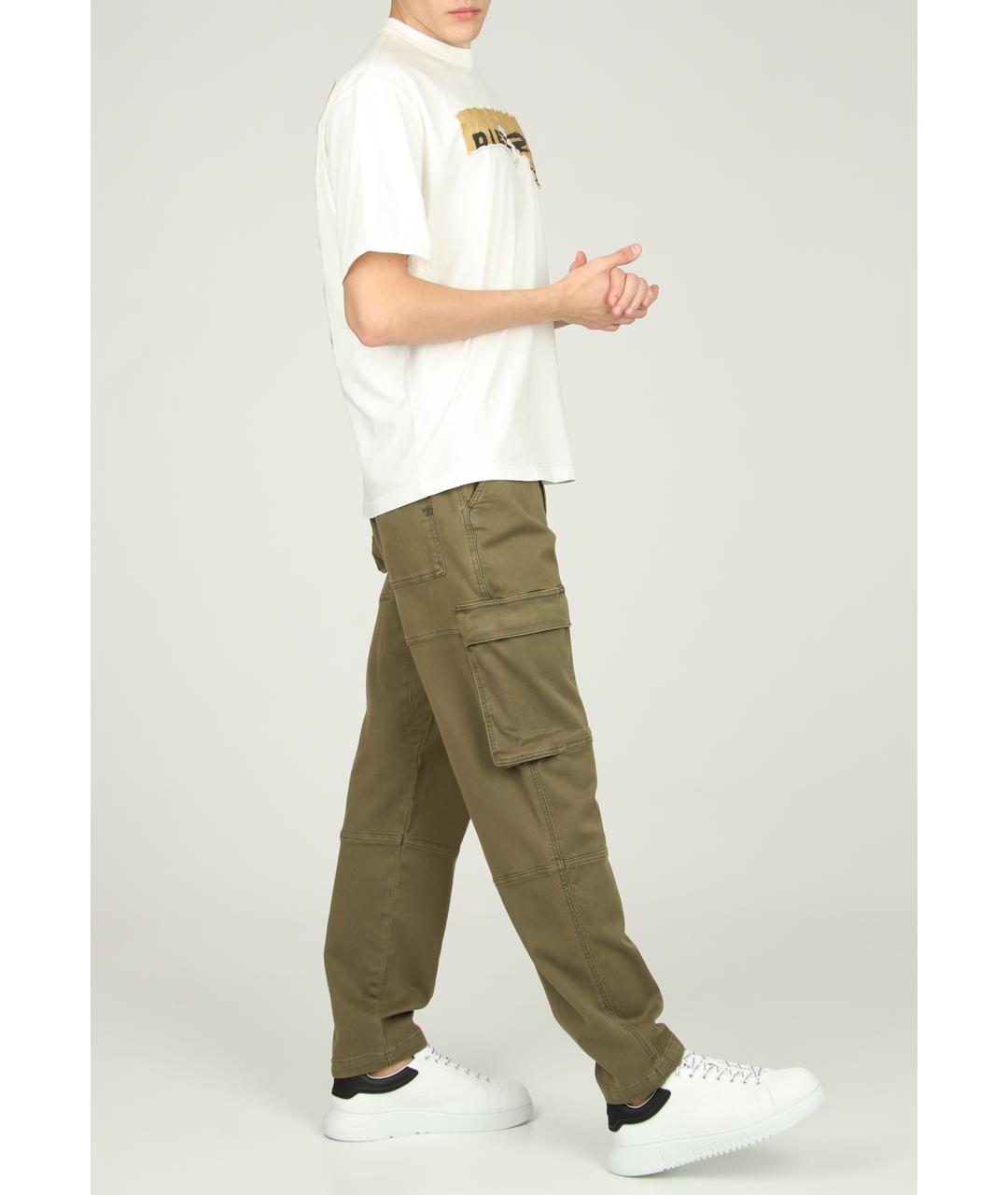 DIESEL Зеленые хлопковые повседневные брюки, фото 3