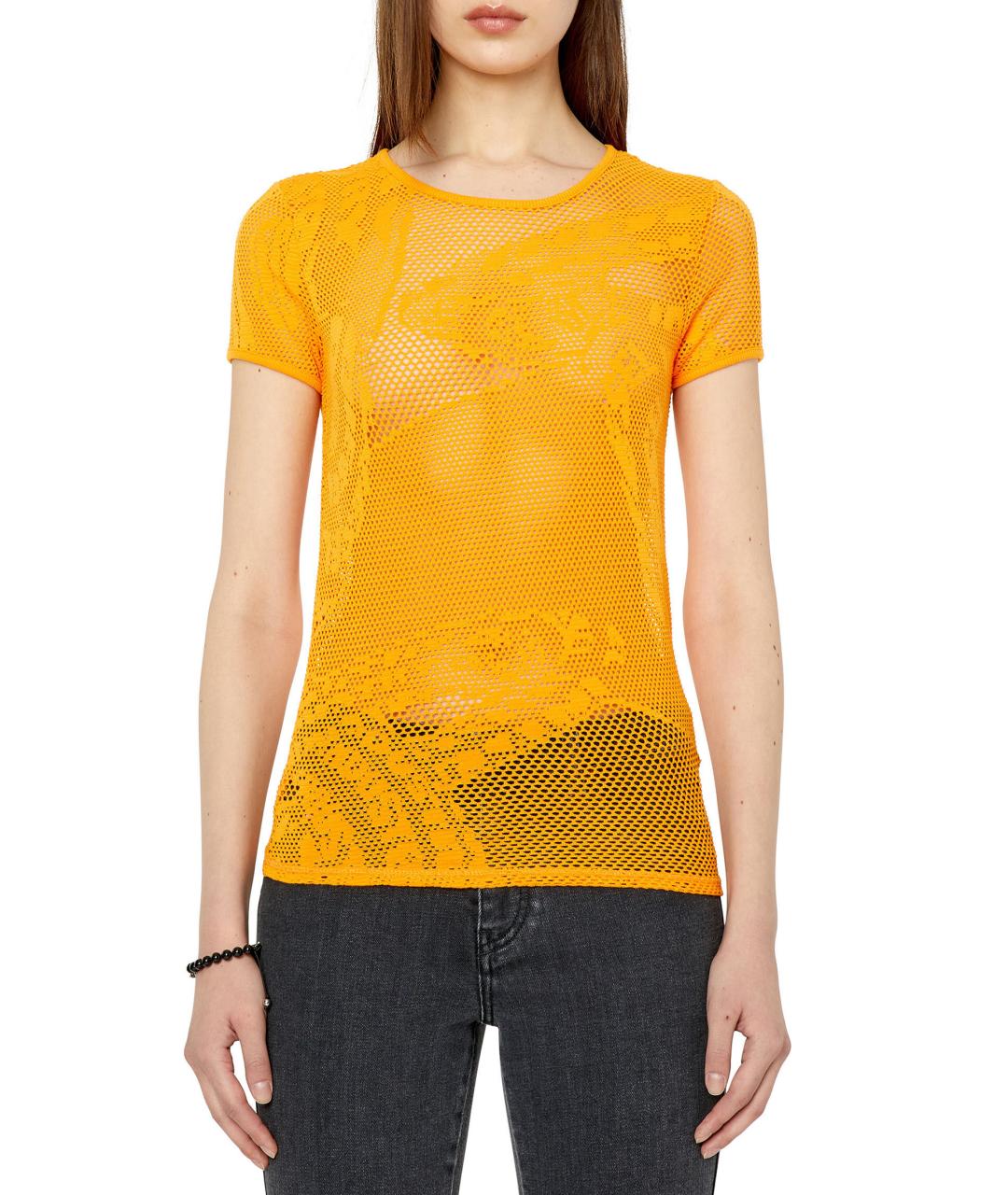 DIESEL Оранжевая полиэстеровая футболка, фото 5