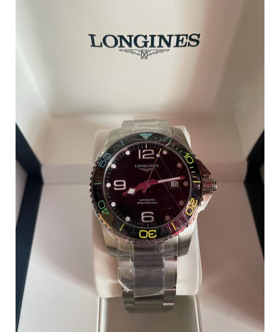 LONGINES Черные стальные часы, фото 5