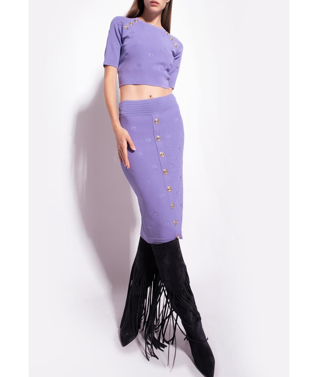PINKO Фиолетовый вискозный костюм с юбками, фото 4