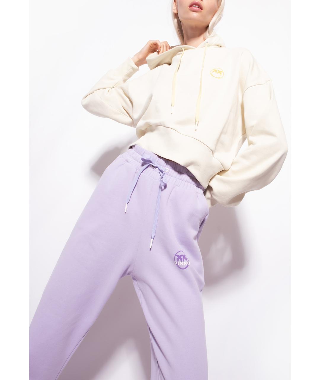 PINKO Фиолетовые хлопковые спортивные брюки и шорты, фото 3