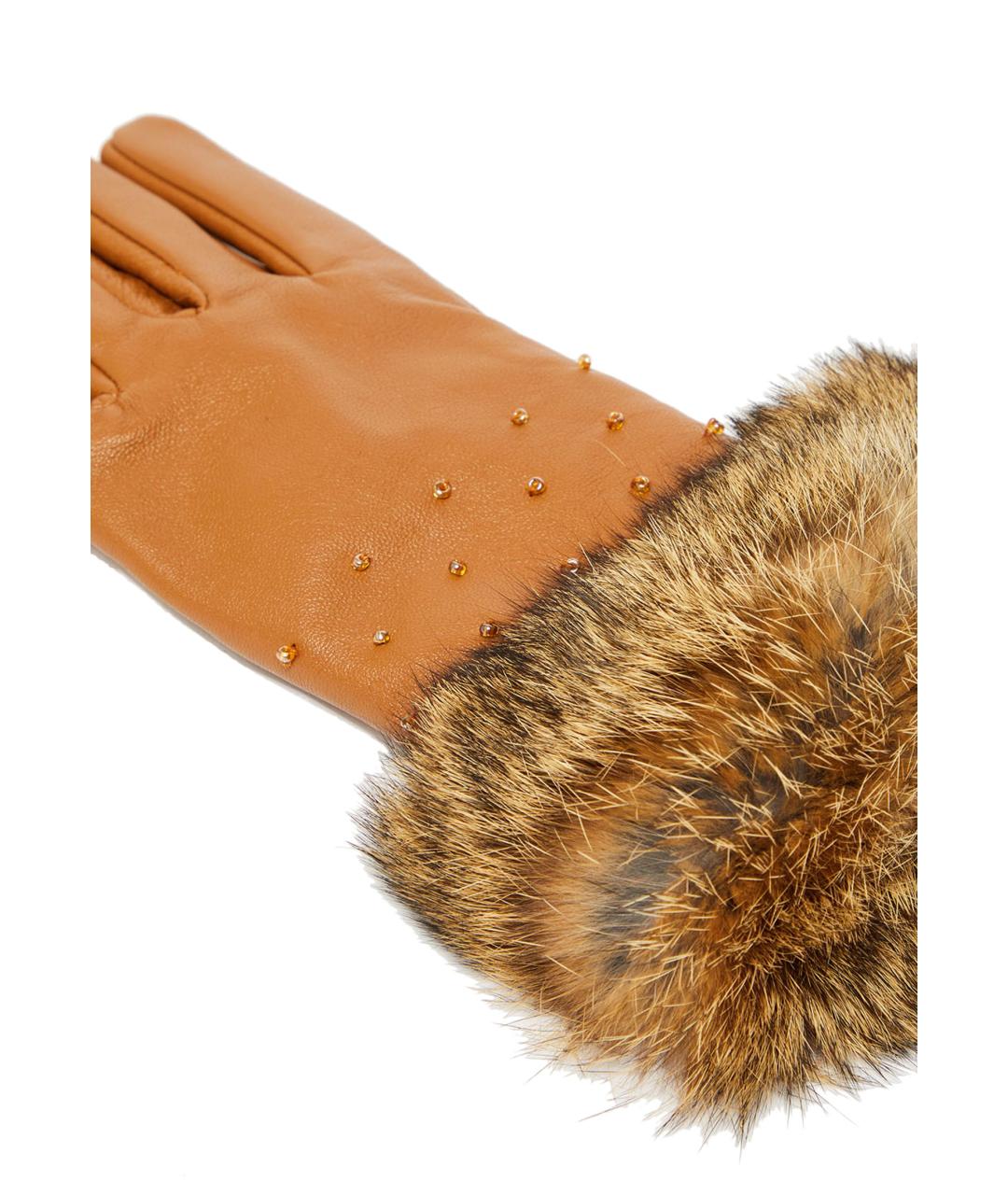 LIU JO Оранжевое кожаные перчатки, фото 3
