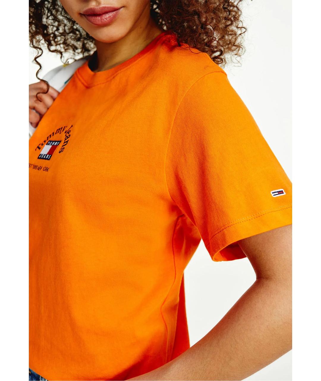 TOMMY HILFIGER Оранжевая хлопковая футболка, фото 4