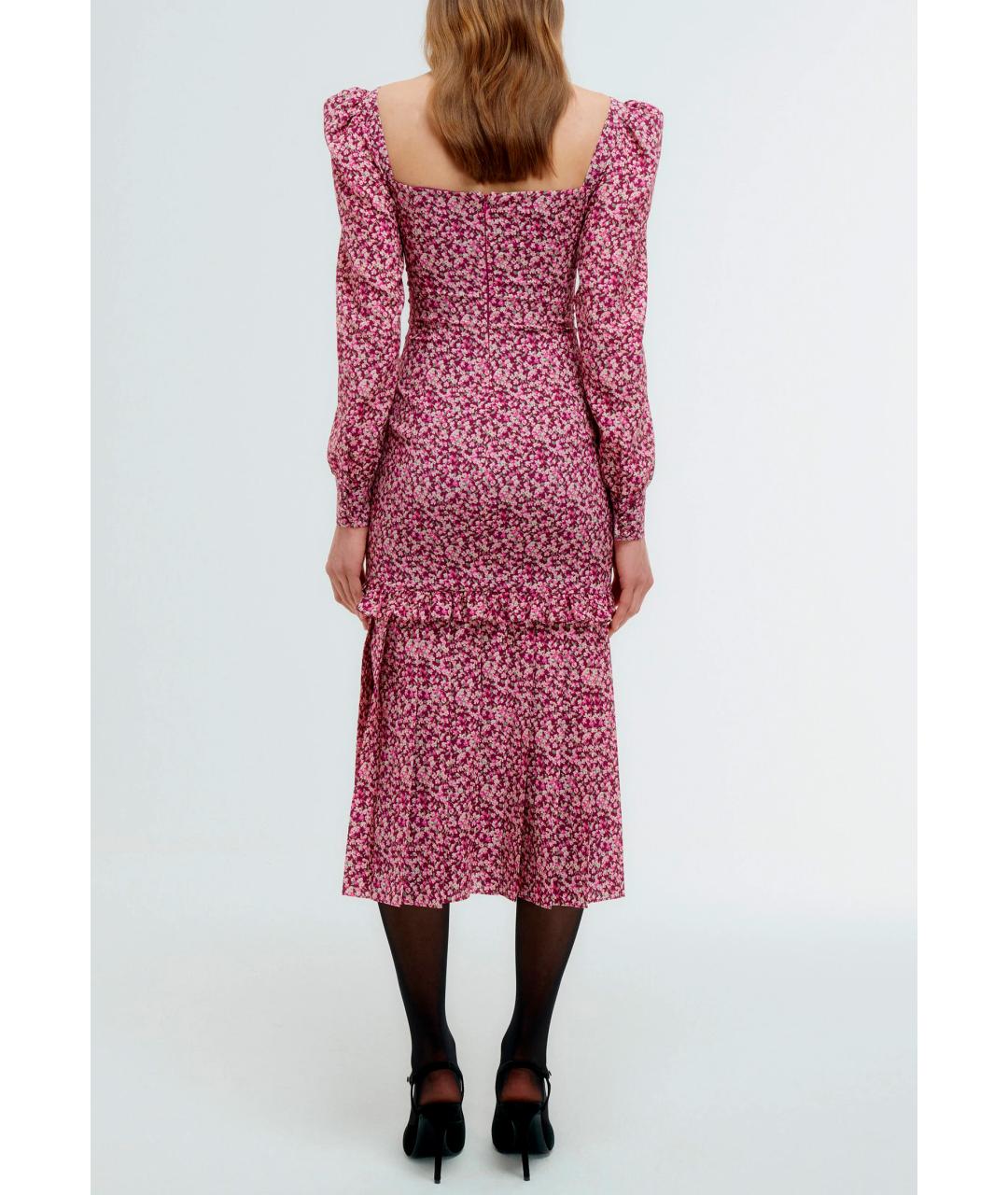 ALESSANDRA RICH Бордовое шелковое платье, фото 3