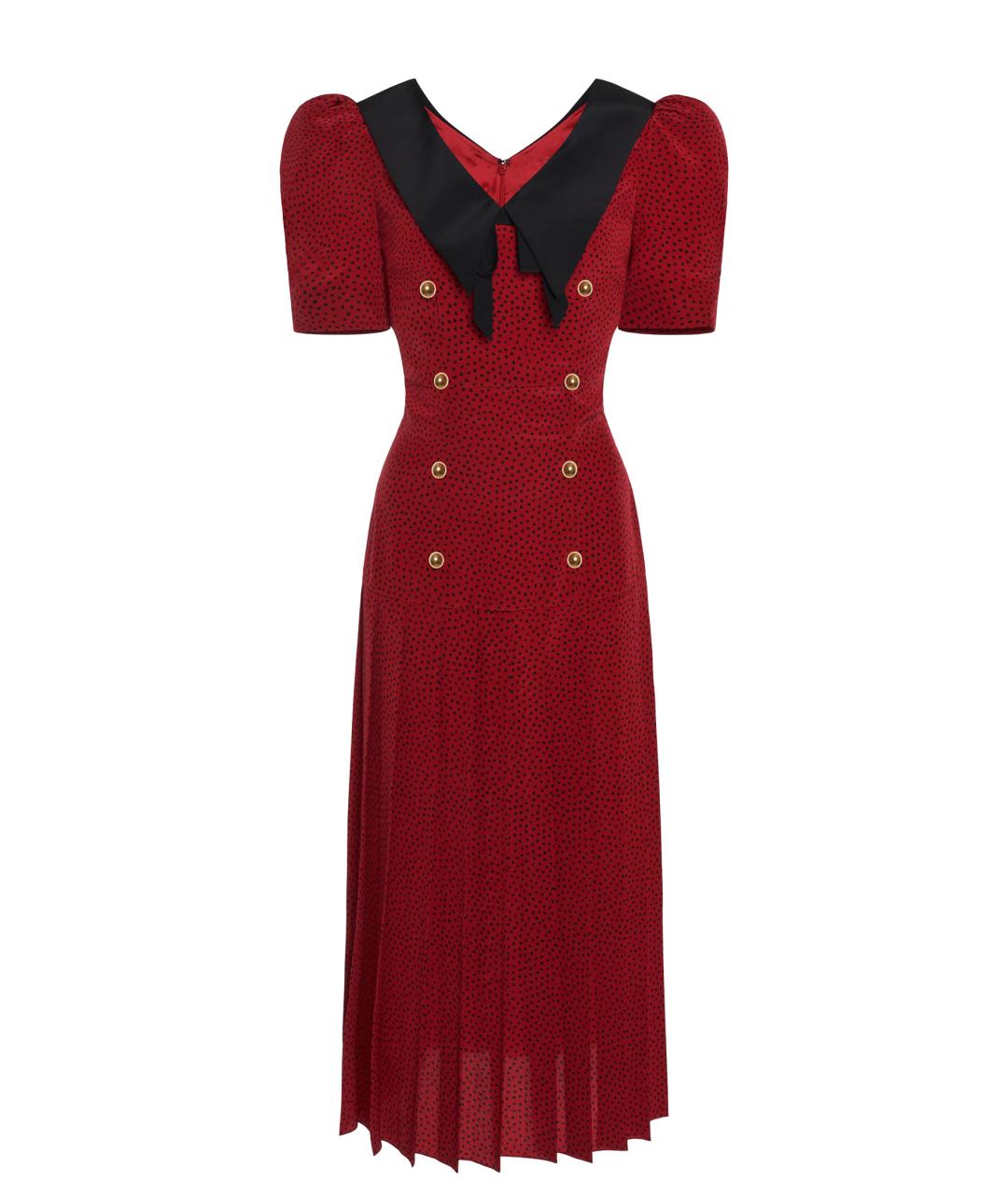 ALESSANDRA RICH Красное шелковое платье, фото 1