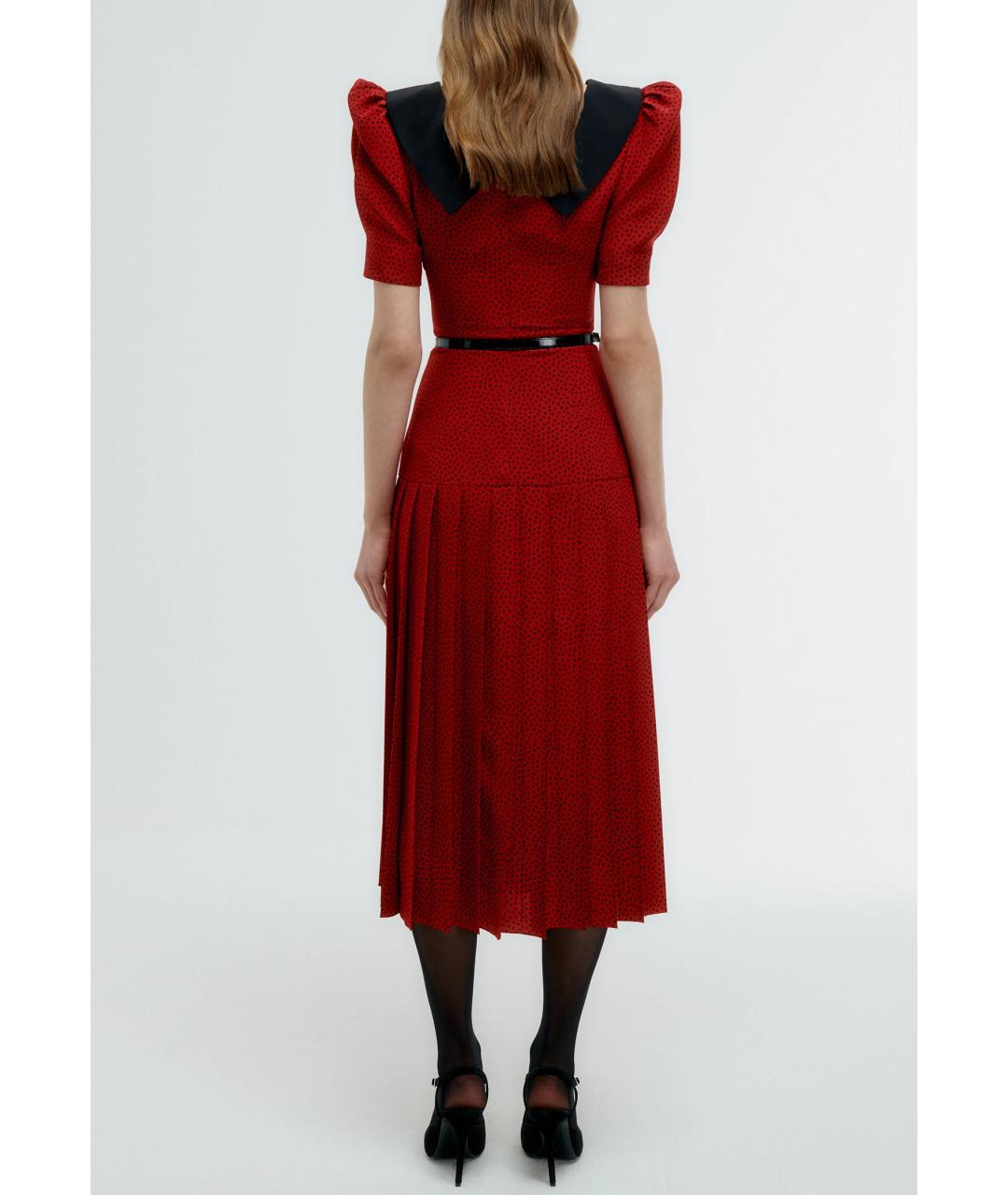 ALESSANDRA RICH Красное шелковое платье, фото 4