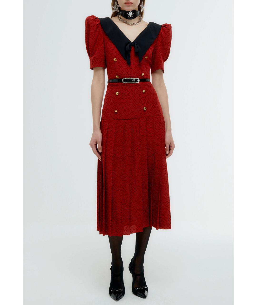 ALESSANDRA RICH Красное шелковое платье, фото 3