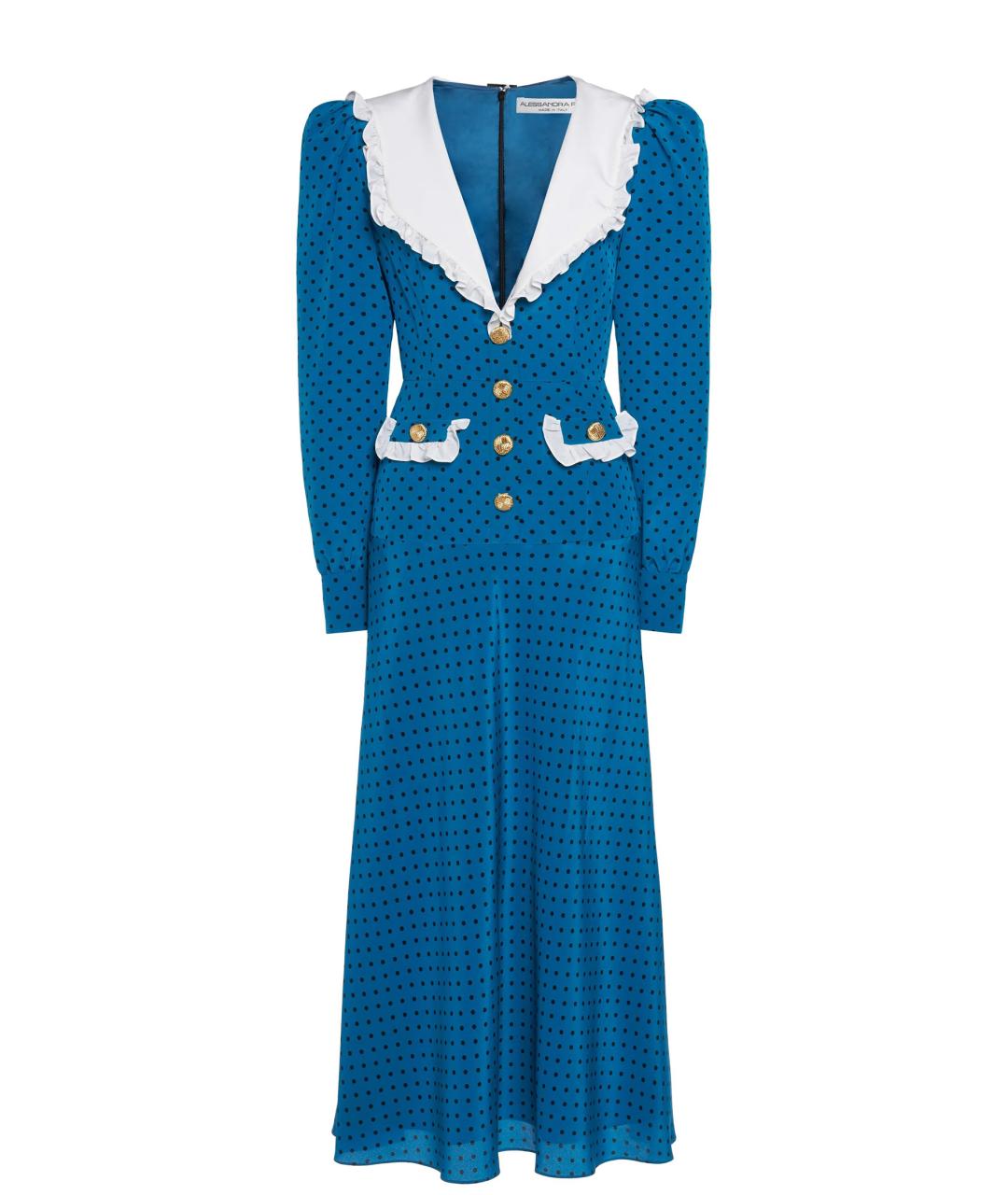 ALESSANDRA RICH Синее шелковое платье, фото 1