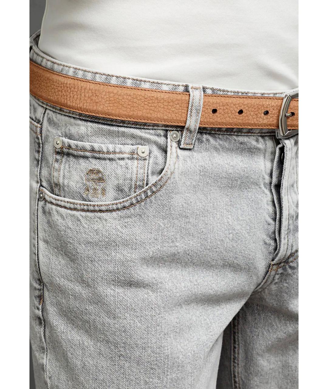 BRUNELLO CUCINELLI Серые хлопковые прямые джинсы, фото 3