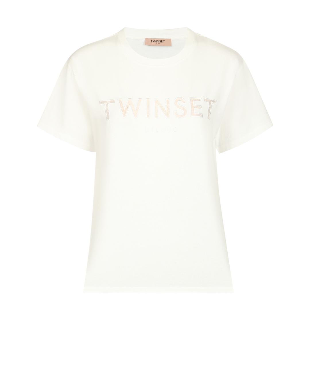 TWIN-SET Белая хлопковая футболка, фото 1