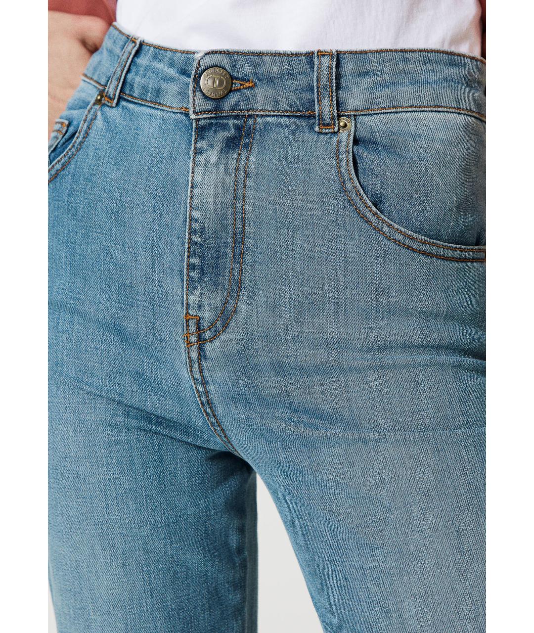 TWIN-SET Синие хлопковые прямые джинсы, фото 3