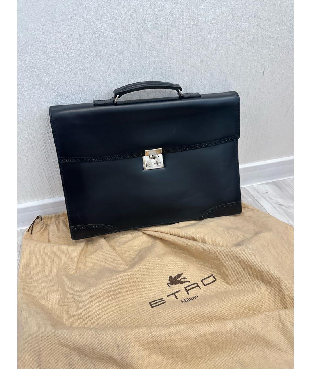 ETRO Черный кожаный портфель, фото 5