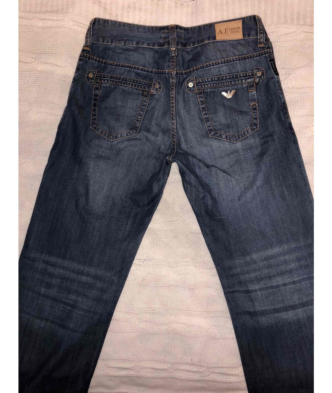 ARMANI JEANS Синие хлопковые прямые джинсы, фото 2