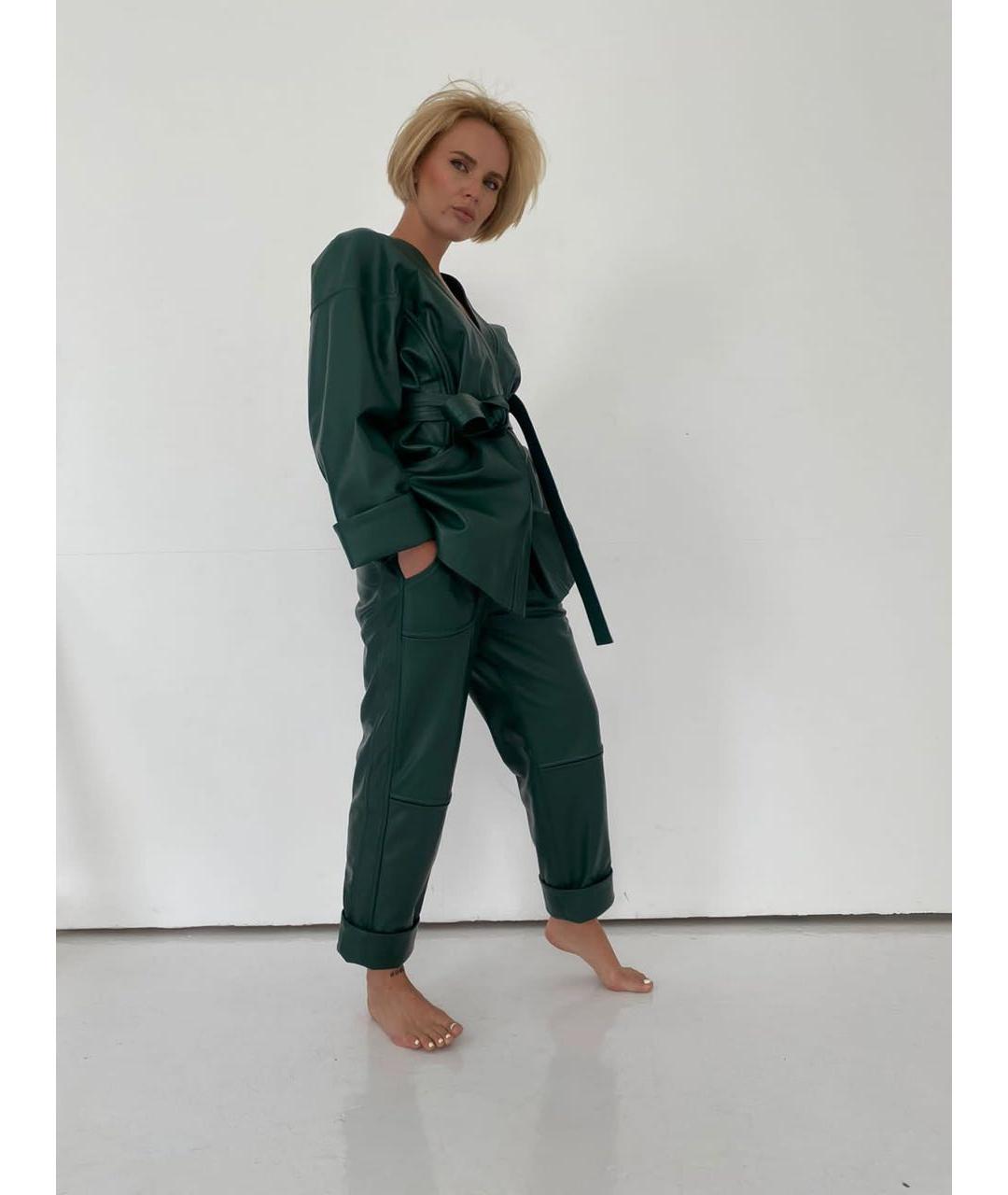 NELLO SANTI Зеленый кожаный костюм с брюками, фото 4