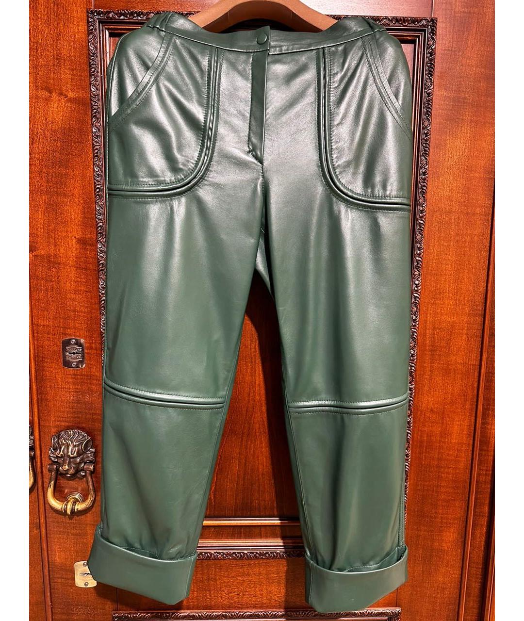 NELLO SANTI Зеленый кожаный костюм с брюками, фото 2