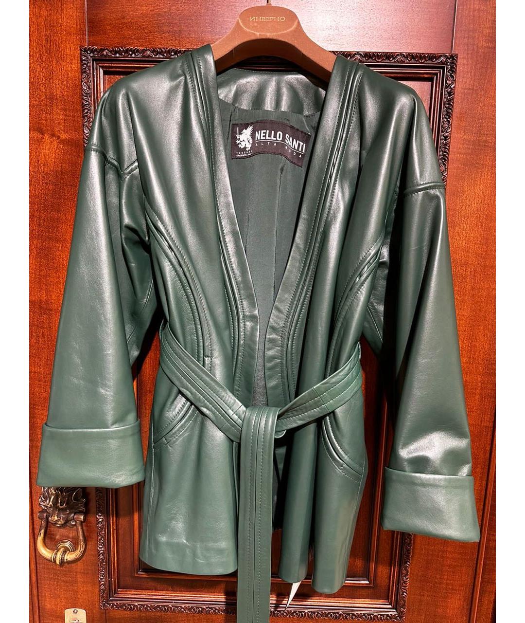 NELLO SANTI Зеленый кожаный костюм с брюками, фото 7