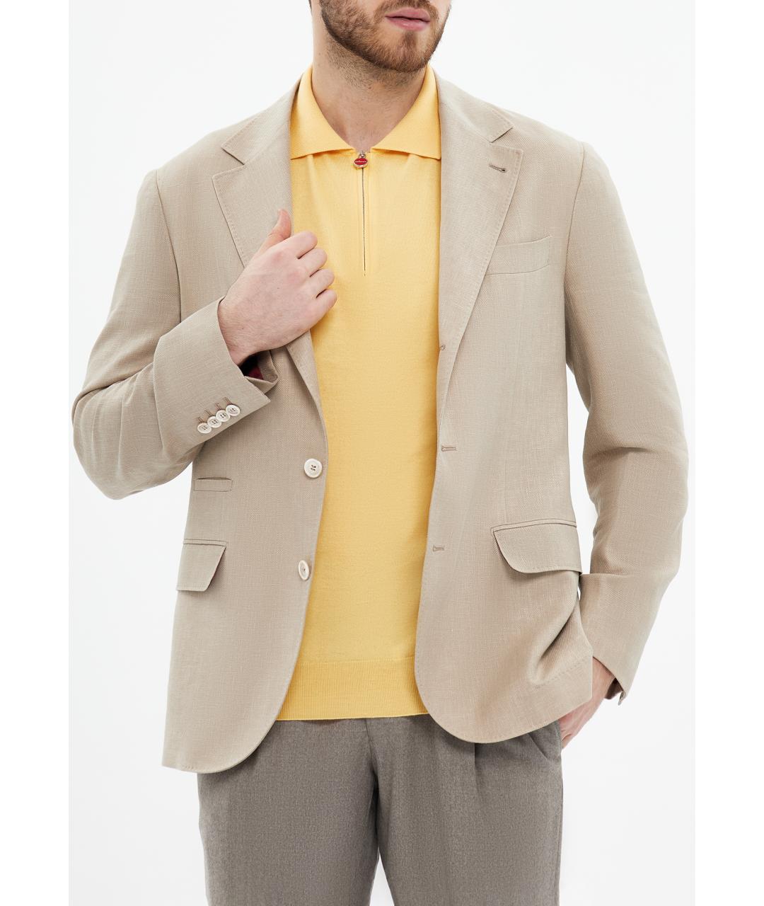 BRUNELLO CUCINELLI Бежевый шерстяной пиджак, фото 5