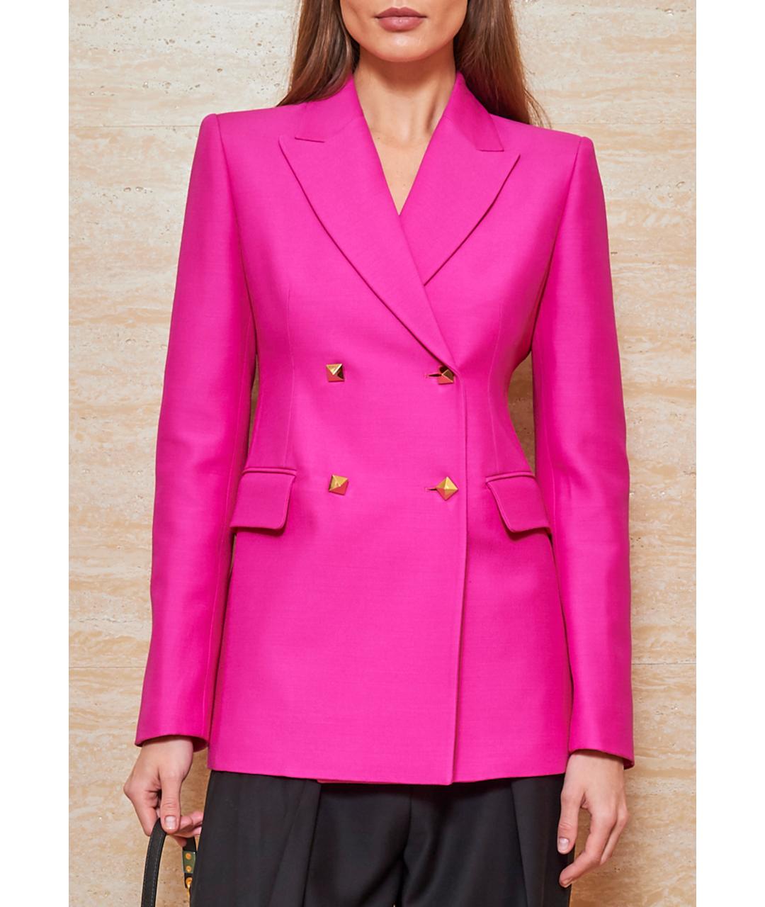 VALENTINO Розовый шерстяной жакет/пиджак, фото 5