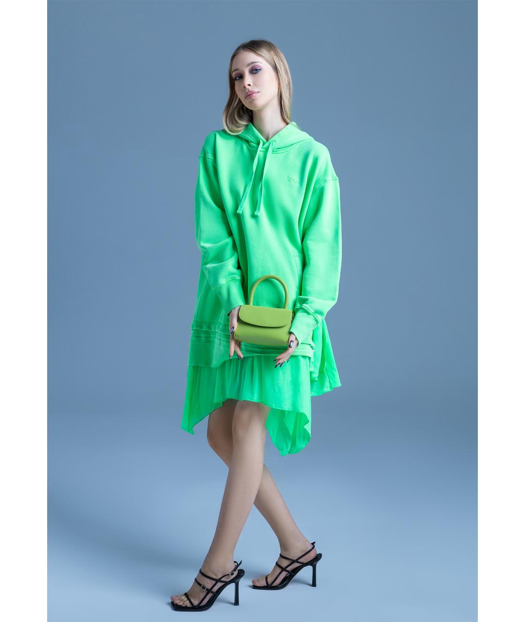 DIESEL Зеленые хлопковое платье, фото 2